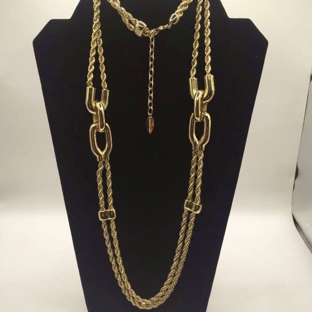 Coldwater Creek Gold-Tone Double Chain Twisted Cable Necklace